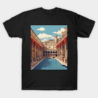 Roman Baths United Kingdom Vintage Travel Tourism Poster Art T-Shirt